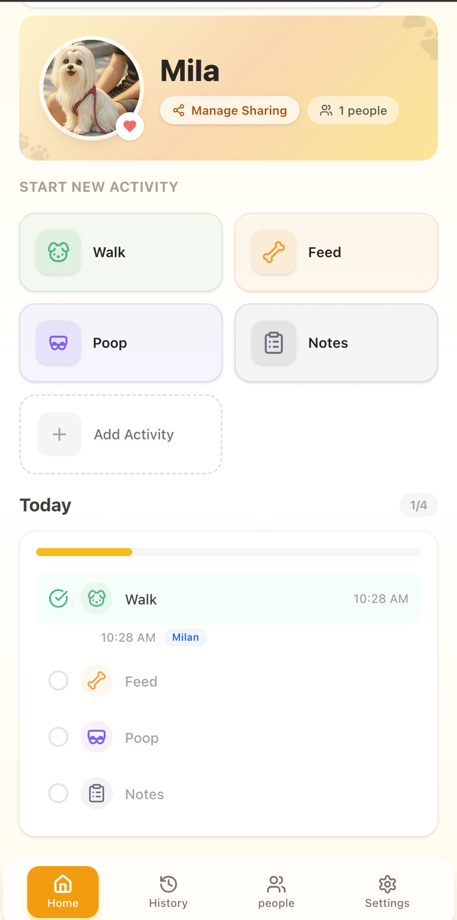 SharedDog app today view